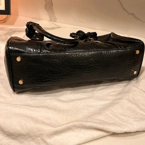 Charles David Black Satchel with Glossy Finish and Structured Design - Picture 5 of 5